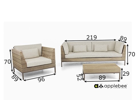 Aiamööbli komplekt Apple Bee LONG ISLAND tiik / helebeež