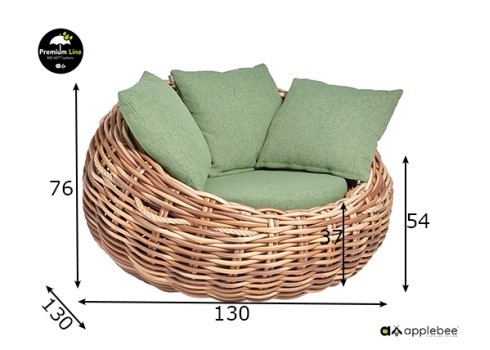 Tugitool Apple Bee COCOON kubu / roheline, 130x130xH76 cm