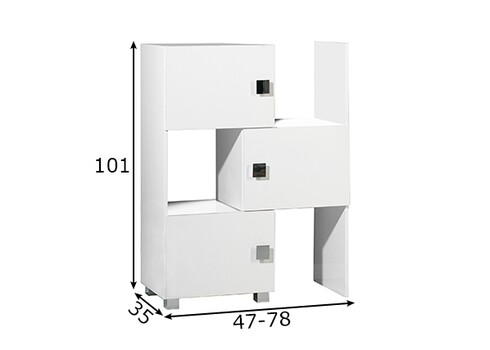 Pikendatav vannitoakapp QUADRA valge, 47-78x35xH101 cm