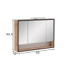 Peegelkapp MAX tamm, 80x16xH60,5 cm, LED