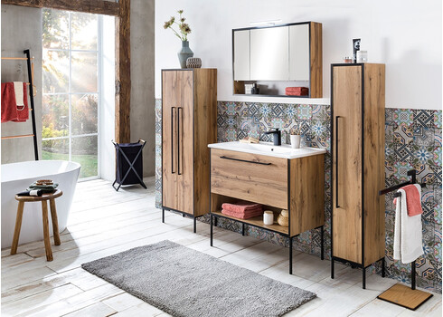 Peegelkapp MAX tamm, 80x16xH60,5 cm, LED