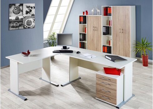 Kontorikapp PRAHA tamm / valge, 65x34xH182 cm