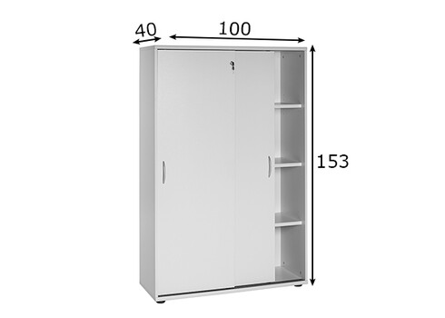 Kontorikapp VILNIUS helehall, 100x40xH153 cm
