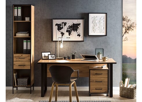 Kontoririiul OSLO tamm / must, 40x39xH194 cm