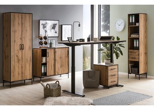 Elektriliselt reguleeritav kirjutuslaud OSLO tamm / must, 160x75xH70-117 cm