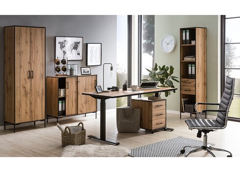 Kontorikapp OSLO tamm / must, 65x39xH194 cm