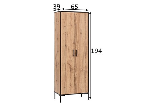 Kontorikapp OSLO tamm / must, 65x39xH194 cm