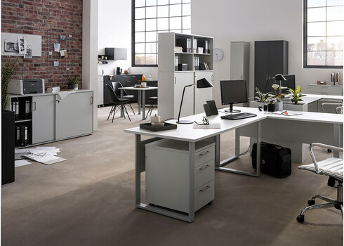 Kontorikapp MINSK helehall, 160x41xH84 cm