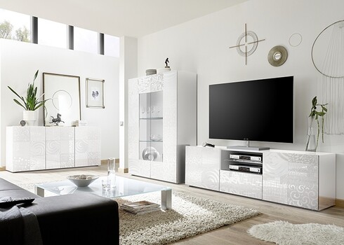 Tv-alus MIRO valge läige, 181x43xH57 cm, LED