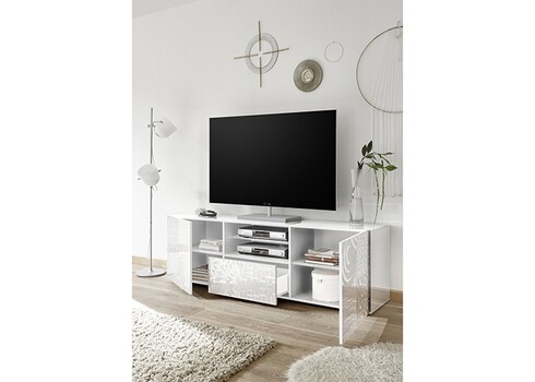 Tv-alus MIRO valge läige, 181x43xH57 cm, LED