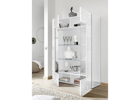 Vitriinkapp MIRO valge läige, 121x43xH166 cm, LED