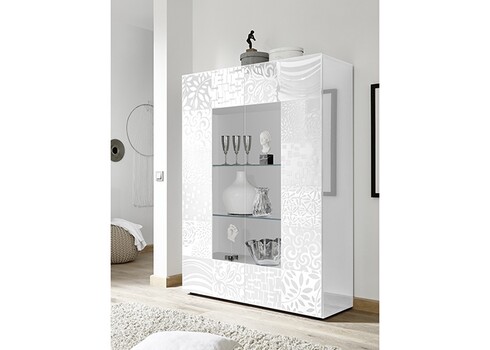 Vitriinkapp MIRO valge läige, 121x43xH166 cm, LED