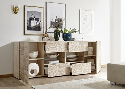 Kummut MIRO tamm Sonoma, 241x43xH84 cm, LED