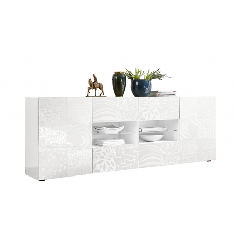 Kummut MIRO valge läige, 241x43xH84 cm, LED