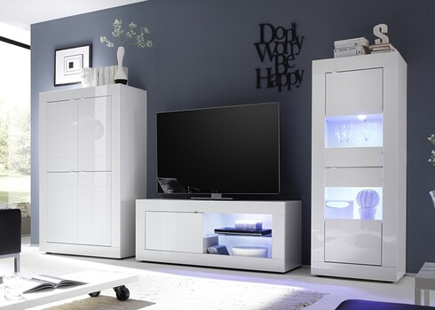 Tv-alus BASIC valge läige, 140x43xH56 cm, LED