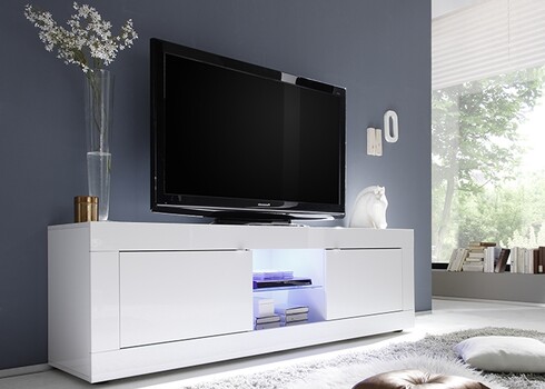 Tv-alus BASIC valge läige, 181x43xH56 cm, LED