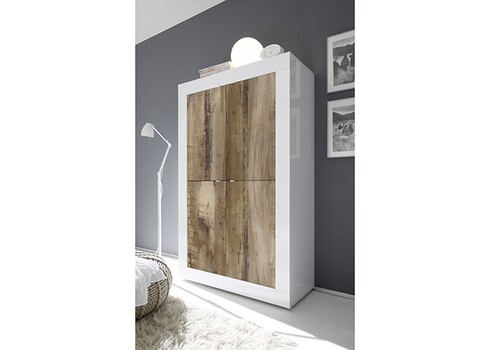 Kummut BASIC valge läige / tamm Pero, 102x43xH162 cm