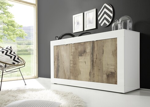 Kummut BASIC valge läige / tamm Pero, 160x43xH86 cm