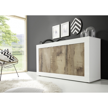 Kummut BASIC valge läige / tamm Pero, 160x43xH86 cm