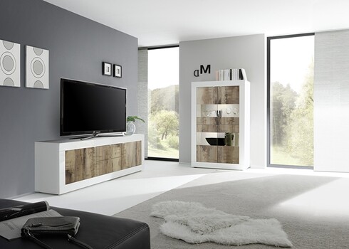 Vitiriinkapp BASIC valge läige / tamm Pero, 102x43xH162 cm