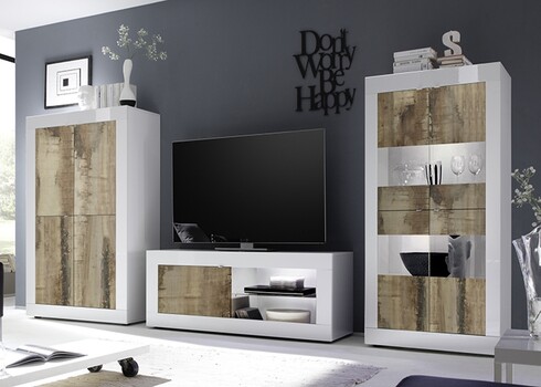 Vitiriinkapp BASIC valge läige / tamm Pero, 102x43xH162 cm