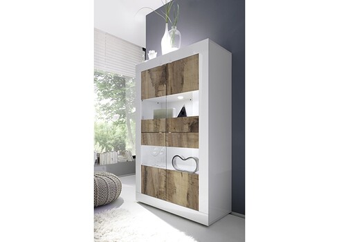 Vitiriinkapp BASIC valge läige / tamm Pero, 102x43xH162 cm