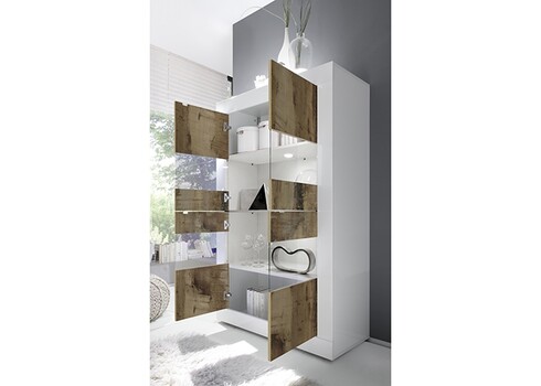 Vitiriinkapp BASIC valge läige / tamm Pero, 102x43xH162 cm