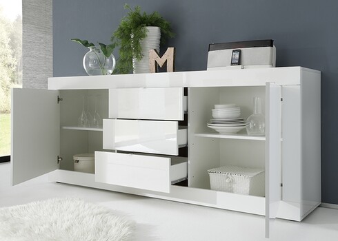 Kummut BASIC valge läige, 210x43xH86 cm