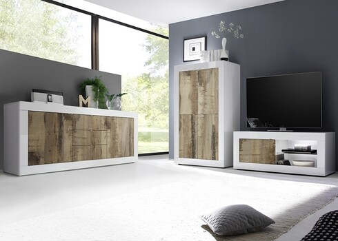 Kummut BASIC valge läige / tamm Pero, 210x43xH86 cm