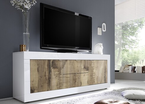 Kummut BASIC valge läige / tamm Pero, 210x43xH66 cm