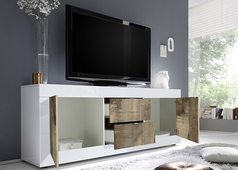 Kummut BASIC valge läige / tamm Pero, 210x43xH66 cm