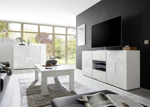 Tv-alus DAMA valge läige, 181x43xH57 cm, LED