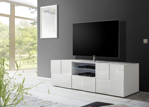 Tv-alus DAMA valge läige, 181x43xH57 cm, LED