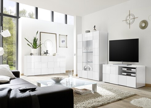 Vitriinkapp DAMA valge läige, 121x43xH166 cm, LED