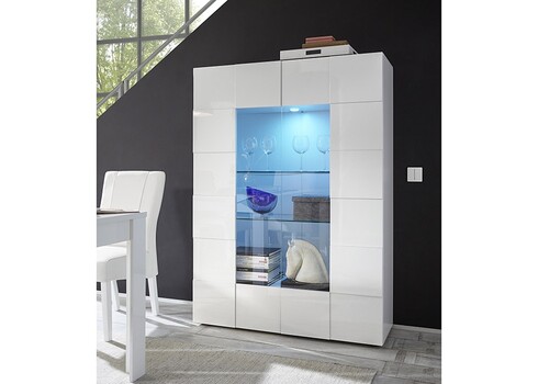 Vitriinkapp DAMA valge läige, 121x43xH166 cm, LED