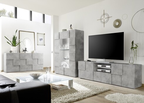 Vitriinkapp DAMA betoonhall, 121x43xH166 cm, LED