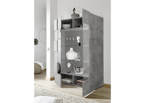 Vitriinkapp DAMA betoonhall, 121x43xH166 cm, LED