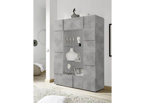 Vitriinkapp DAMA betoonhall, 121x43xH166 cm, LED