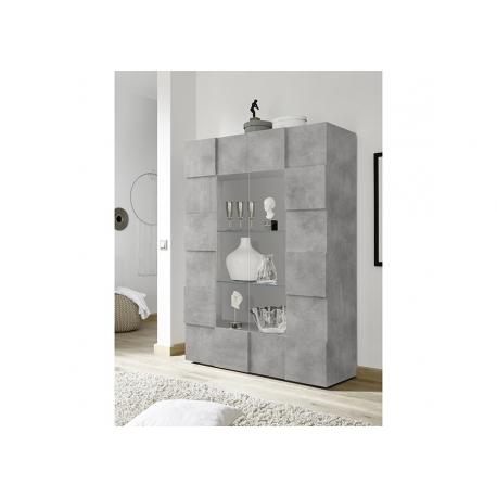 Vitriinkapp DAMA betoonhall, 121x43xH166 cm, LED