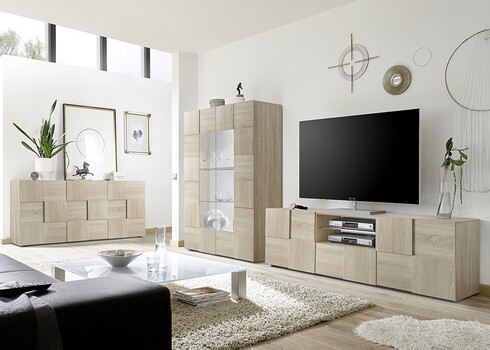 Vitriinkapp DAMA tamm Sonoma, 121x43xH166 cm, LED