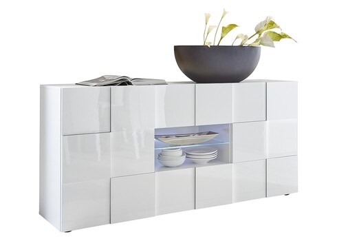 Kummut DAMA valge läige, 181x43xH84 cm, LED