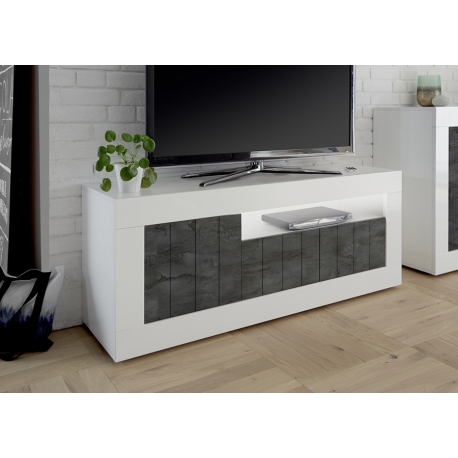 Tv-alus URBINO valge läige / tumehall, 138x42xH56 cm, LED