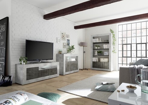 Tv-alus URBINO betoon / tumehall, 138x42xH56 cm, LED