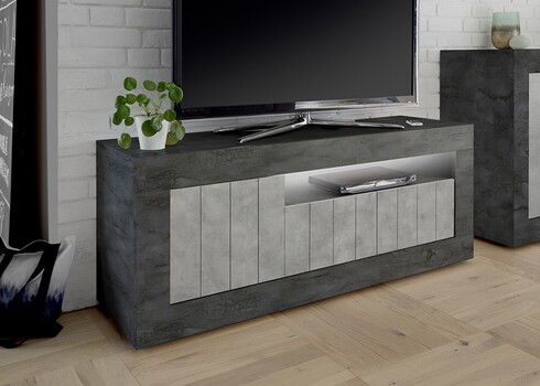 Tv-alus URBINO tumehall / betoon, 138x42xH56 cm, LED