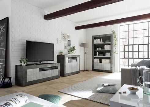 Tv-alus URBINO tumehall / betoon, 138x42xH56 cm, LED