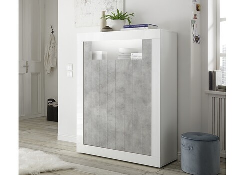 Kummut URBINO valge läige / betoon, 110x42xH144 cm, LED