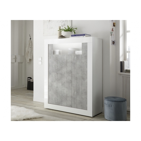 Kummut URBINO valge läige / betoon, 110x42xH144 cm, LED