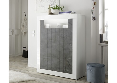 Kummut URBINO valge läige / tumehall, 110x42xH144 cm, LED