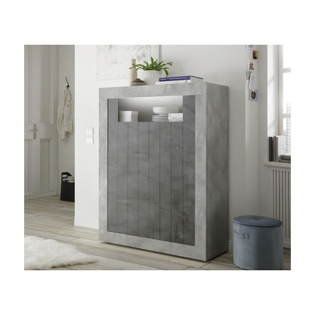 Kummut URBINO betoon / tumehall, 110x42xH144 cm, LED