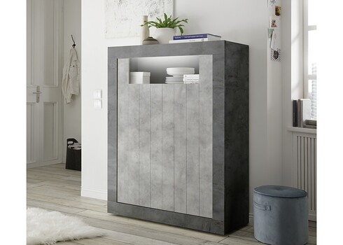 Kummut URBINO tumehall / betoon, 110x42xH144 cm, LED